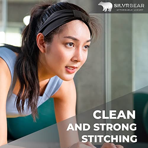 SILVR BEAR Sports Headband For Men and Women | No Headache | Wide Coverage | Exercise, Running, Jogging, Cycling, Marathon | Black Color - Image 4