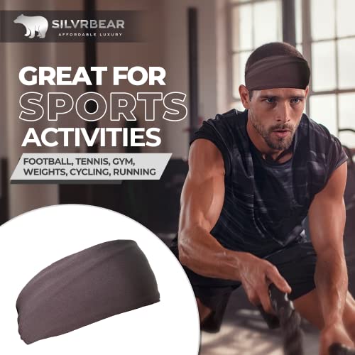 SILVR BEAR Sports Headband For Men and Women | No Headache | Wide Coverage | Exercise, Running, Jogging, Cycling, Marathon | Black Color - Image 3