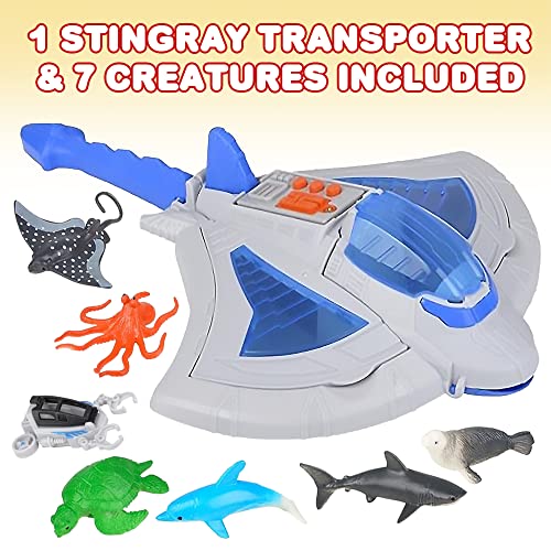 ArtCreativity Sting Ray Transporter Set Includes 1 Stingray Toy with Sounds and 7 Sea Creatures Interactive Ocean Toys for Kids Sea Animal Toys for Kids and Underwater Party Supplies - Image 5