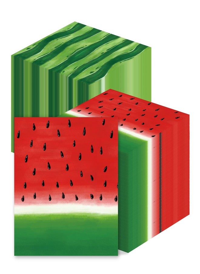 AnyDesign 100Pcs Watermelon Paper Napkins Summer Holiday Disposable Luncheon Napkins Red Green Cute Fruit Dessert Dinner Hand Napkins for Birthday Wedding Baby Shower Party Supplies, 6.5 x 6.5 Inch - Image 1
