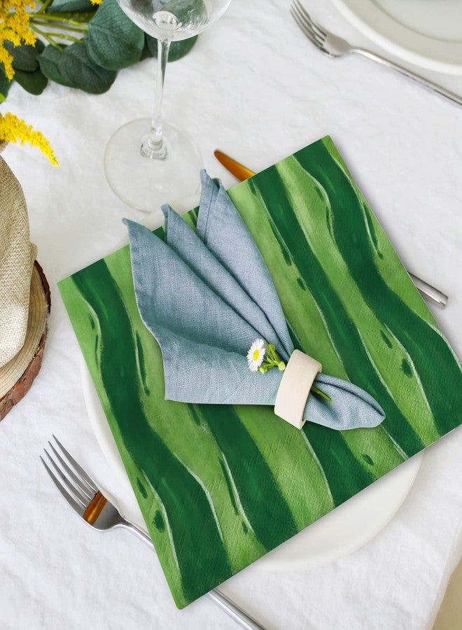 AnyDesign 100Pcs Watermelon Paper Napkins Summer Holiday Disposable Luncheon Napkins Red Green Cute Fruit Dessert Dinner Hand Napkins for Birthday Wedding Baby Shower Party Supplies, 6.5 x 6.5 Inch - Image 5