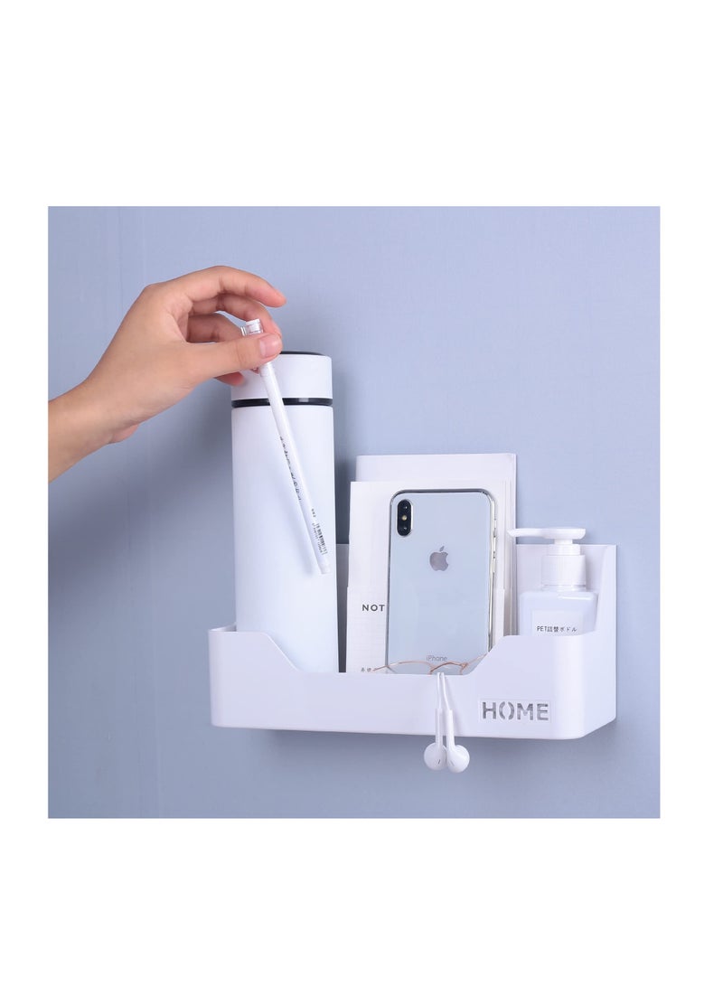 Zikra Storage Caddy Shelf, Bedside Shelf Accessories Organizer, Wall Mount Self Stick On, Suitable for Home, Office, Bedroom Décor (Box Type) - Image 1