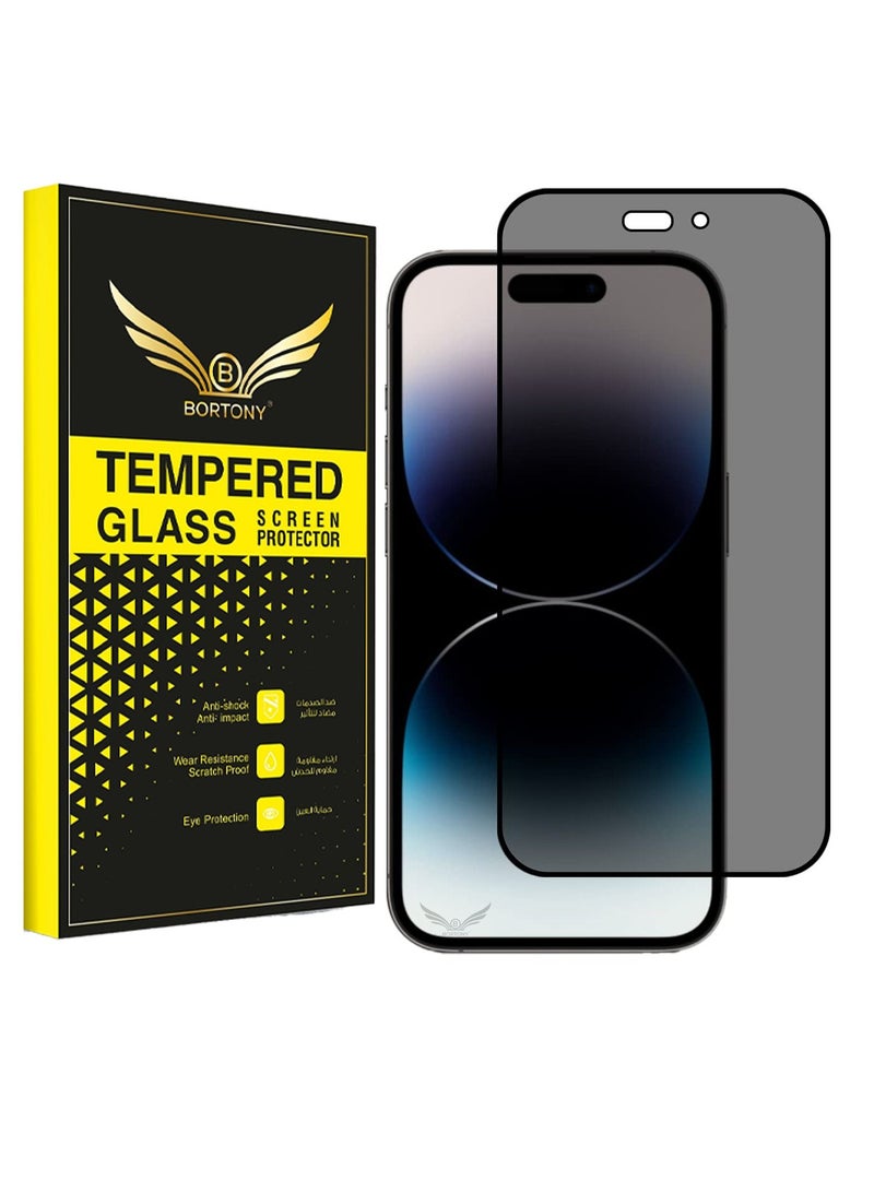 BORTONY Privacy Screen Protector Compatible with 14 Pro Max Privacy [9H Hardness] [Anti-scratch] Anti-spy Tempered Glass Film for Apple iPhone 14 Pro Max - Image 1
