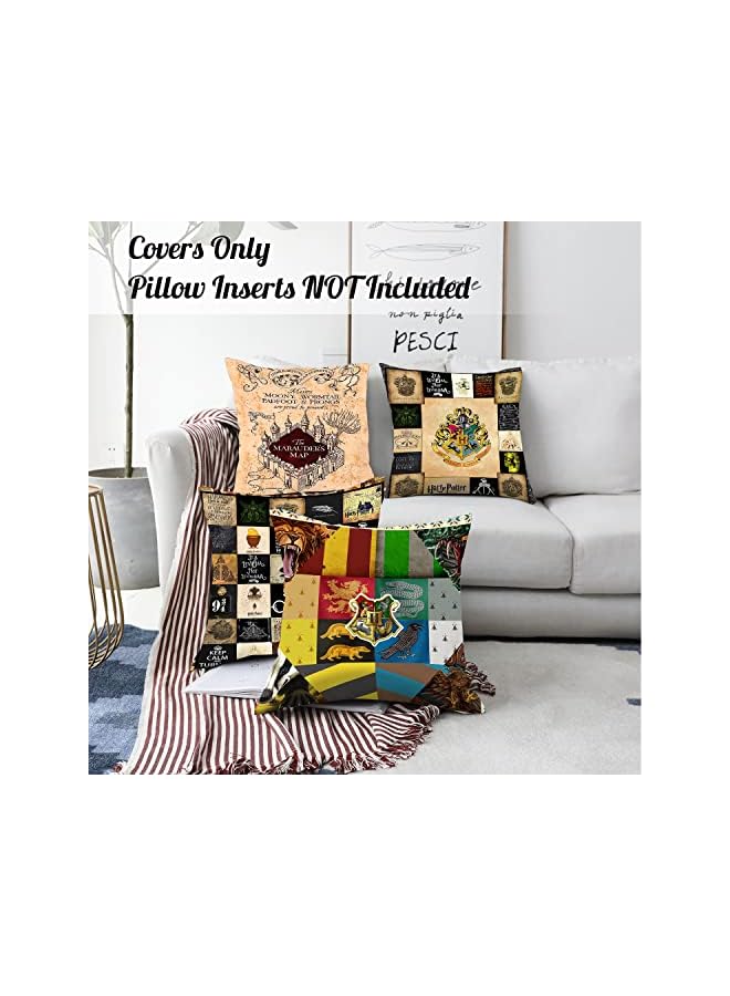 The Bros Pack of 4 Harry Potter Square Cushion Cover Both Sides Print Decorative Throw Pillow Cover Set with Zipper Closure Gift for Car Decor Living Room Sofa Bedding,45 x 45 cm - Image 4