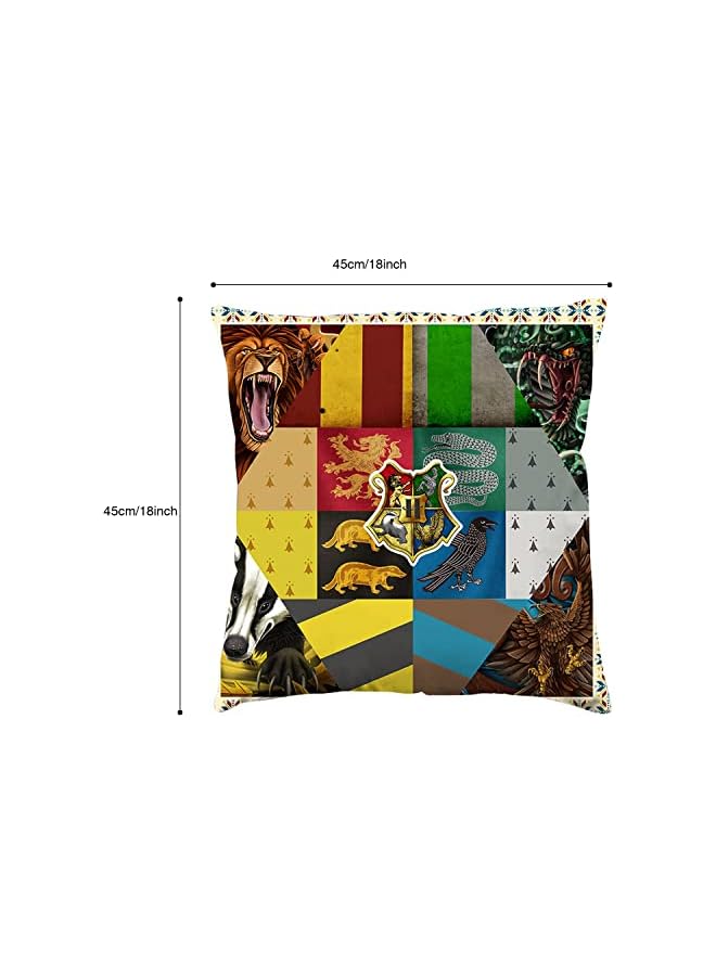 The Bros Pack of 4 Harry Potter Square Cushion Cover Both Sides Print Decorative Throw Pillow Cover Set with Zipper Closure Gift for Car Decor Living Room Sofa Bedding,45 x 45 cm - Image 2