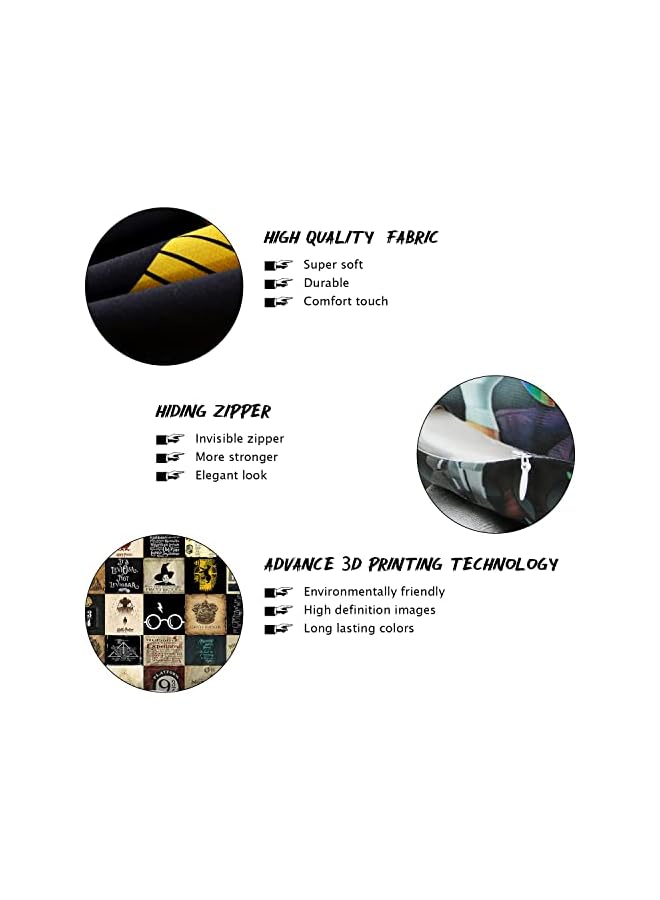 The Bros Pack of 4 Harry Potter Square Cushion Cover Both Sides Print Decorative Throw Pillow Cover Set with Zipper Closure Gift for Car Decor Living Room Sofa Bedding,45 x 45 cm - Image 5