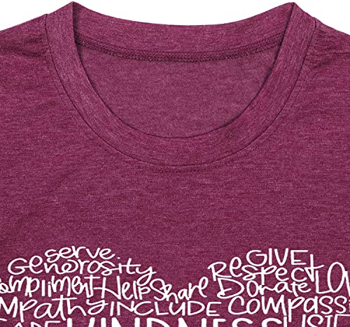 Bealatt Womens Kindness Shirts Love Heart Graphic Tees Inspirational Letter Printed Be Kind Funny Casual Short Sleeve Tops-Pink XXL - Image 2