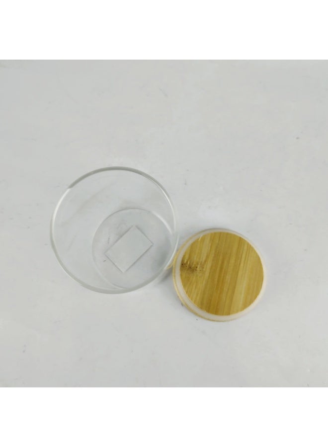 High-quality glass jar with a tightly sealed wooden lid - round - for storing spices and sweets - Image 5