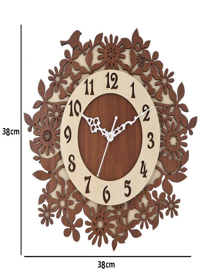 Nozvera Silent Non-Ticking Wooden Wall Clock for Home Stylish Latest 15 Inch Designer Wall Clock for Home Living Room Bedroom Office Hall (Beige) - Image 3