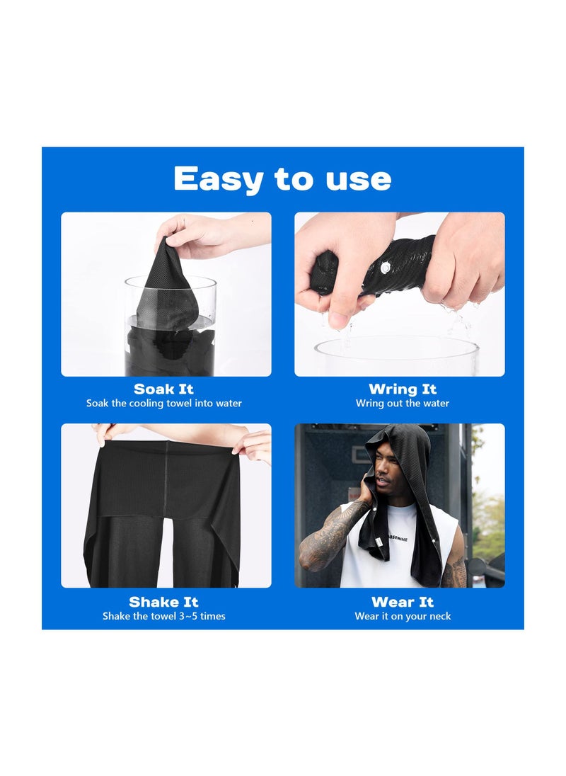SYOSI - Cooling Hoodie Towel, Cooling Towels for Neck and Face, When Wet Cooling Neck Wraps, UV Protection Cooling Neck Wraps, Sport Workout Camping Cycling Cool Towel for Hot Weather (Black+Grey)(2 Pack) - Image 1