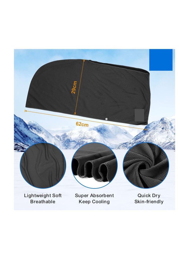 SYOSI - Cooling Hoodie Towel, Cooling Towels for Neck and Face, When Wet Cooling Neck Wraps, UV Protection Cooling Neck Wraps, Sport Workout Camping Cycling Cool Towel for Hot Weather (Black+Grey)(2 Pack) - Image 1