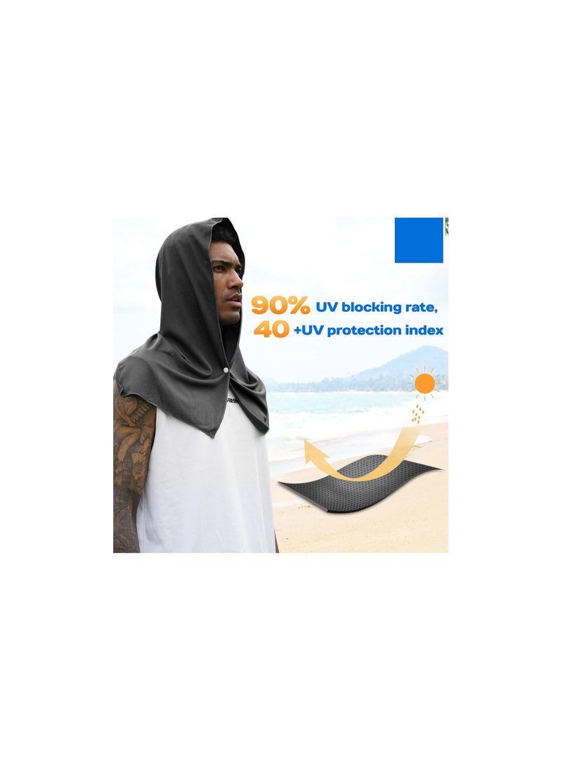 SYOSI - Cooling Hoodie Towel, Cooling Towels for Neck and Face, When Wet Cooling Neck Wraps, UV Protection Cooling Neck Wraps, Sport Workout Camping Cycling Cool Towel for Hot Weather (Black+Grey)(2 Pack) - Image 1