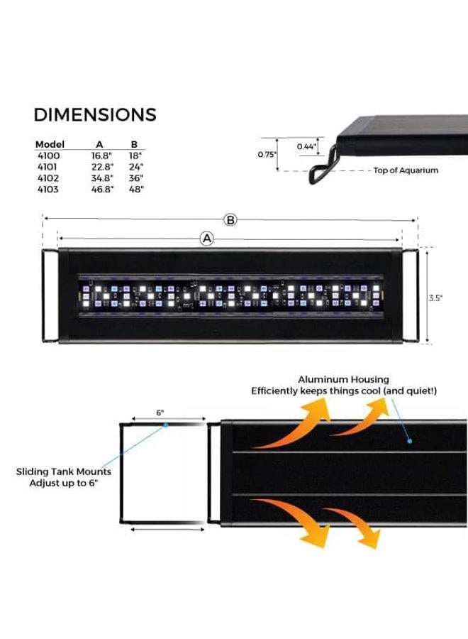 Current USA 36-48" Inch Orbit Marine LED Saltwater Reef Marine Aquarium Light | 24 Hour IR Lighting & eFlux Wave Pump Control | Adjustable Color Spectrum for Fish Tank (4102) - Image 3
