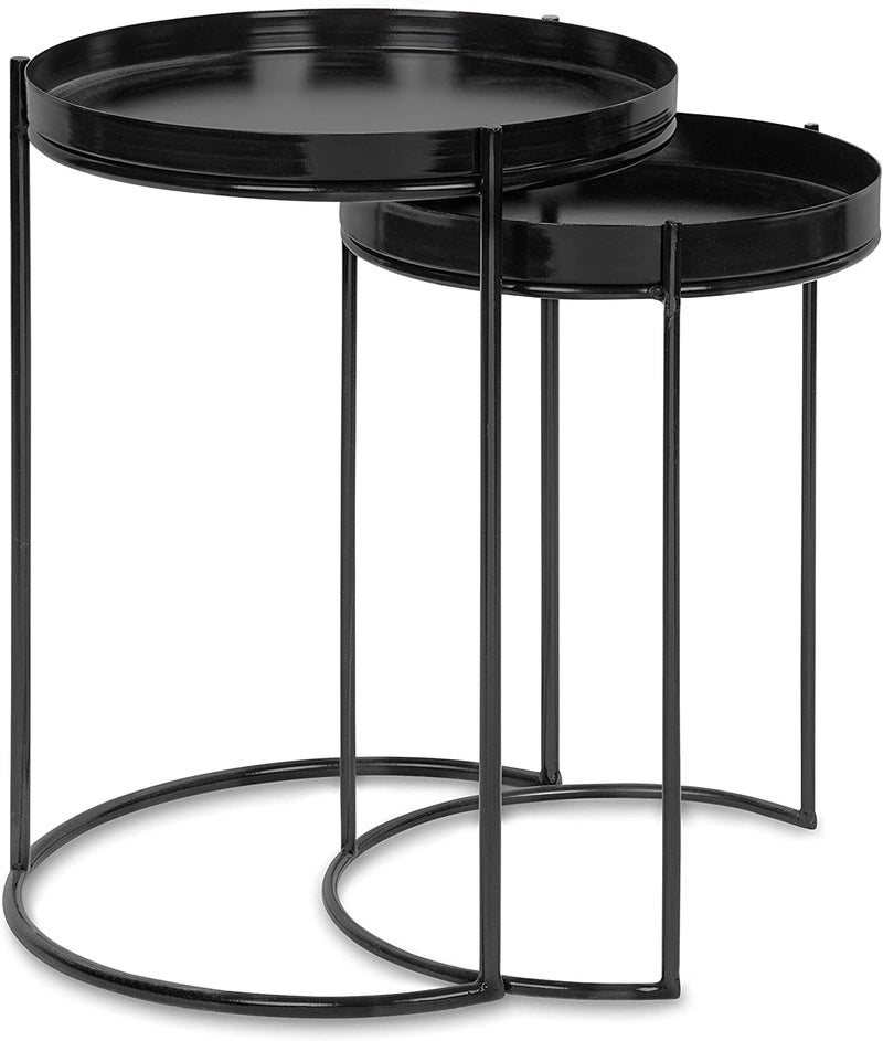 Generic Indian Decor 45771 Modern Nesting Tables Space Saving Design and Contemporary Elegance for Versatile Home Decor Black Set of 2  - Image 1