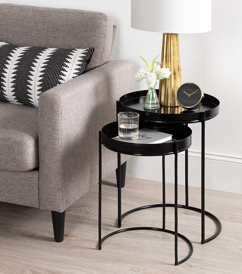 Generic Indian Decor 45771 Modern Nesting Tables Space Saving Design and Contemporary Elegance for Versatile Home Decor Black Set of 2  - Image 2