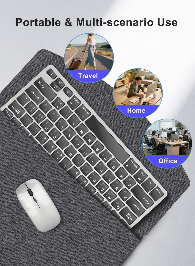Necomi Arabic/English Keyboard And Mouse, Rechargeable, Usb A And Type C Receiver, 2.4G Wireless Mouse And Keyboard, Type C Charging Computer Keyboard And Mouse For Pc, Laptop, Desktop And Mobile Phone - Image 3
