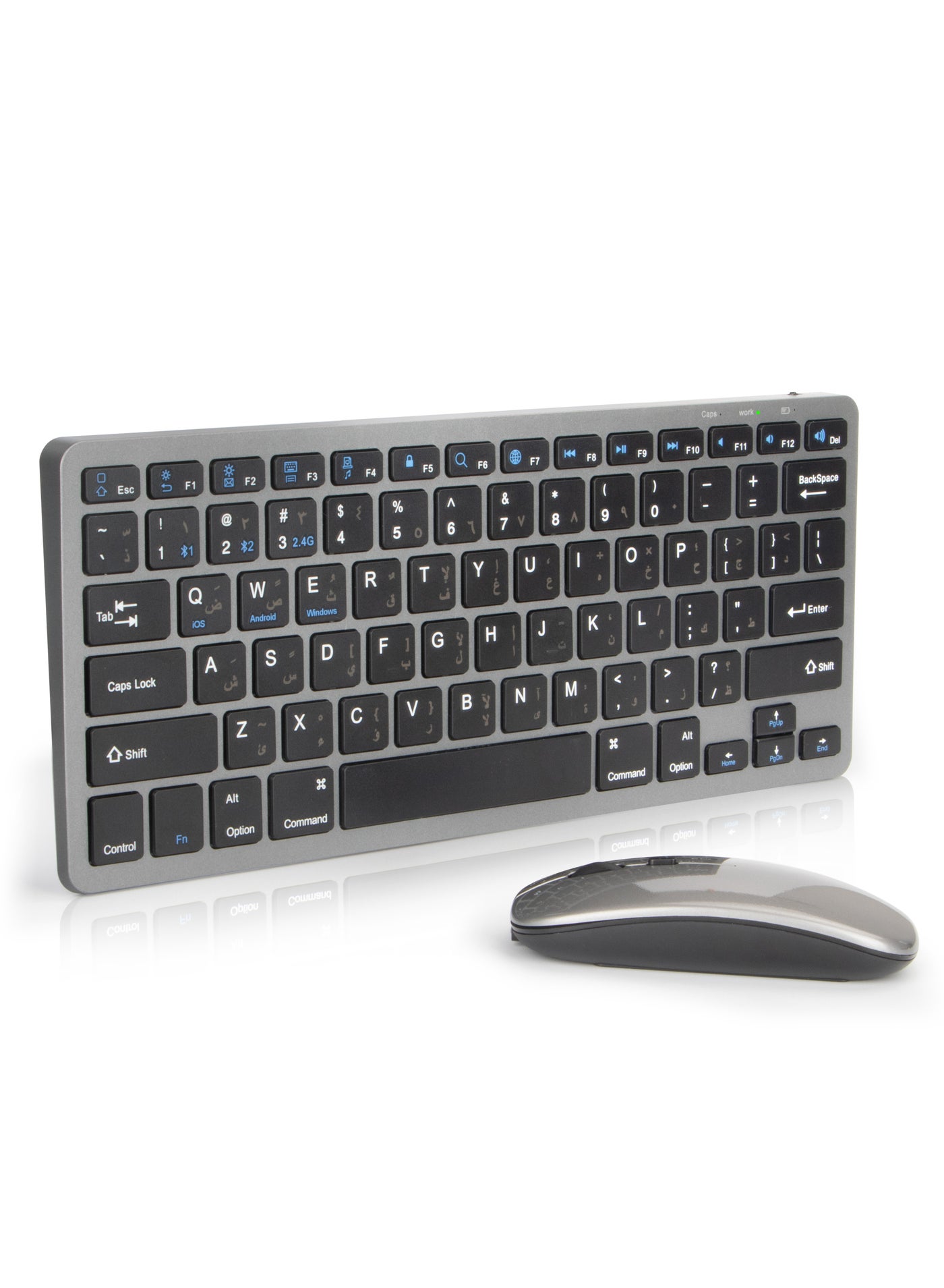 Necomi Arabic/English Keyboard And Mouse, Rechargeable, Usb A And Type C Receiver, 2.4G Wireless Mouse And Keyboard, Type C Charging Computer Keyboard And Mouse For Pc, Laptop, Desktop And Mobile Phone