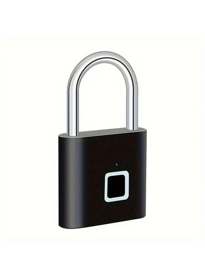 2pcs Black Advanced Biometric Smart Padlock Fingerprint Recognition USB Rechargeable Zinc Alloy - Image 1