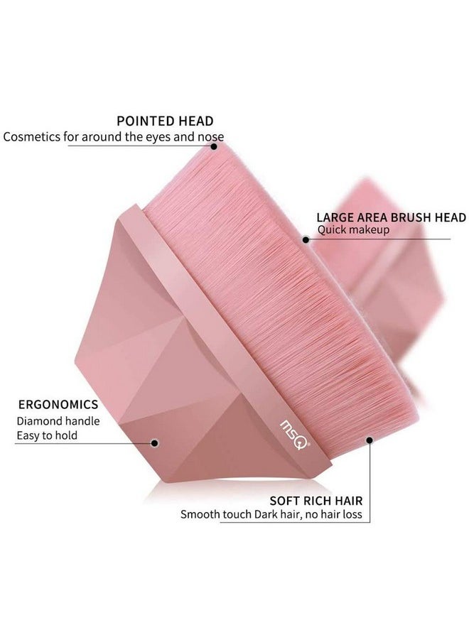 MSQ Foundation Brush Makeup Brush Kabuki Brush Liquid Brush Face Brush with Case, for Blending Liquid, Cream, Concealer Premium, Pink  - Image 2