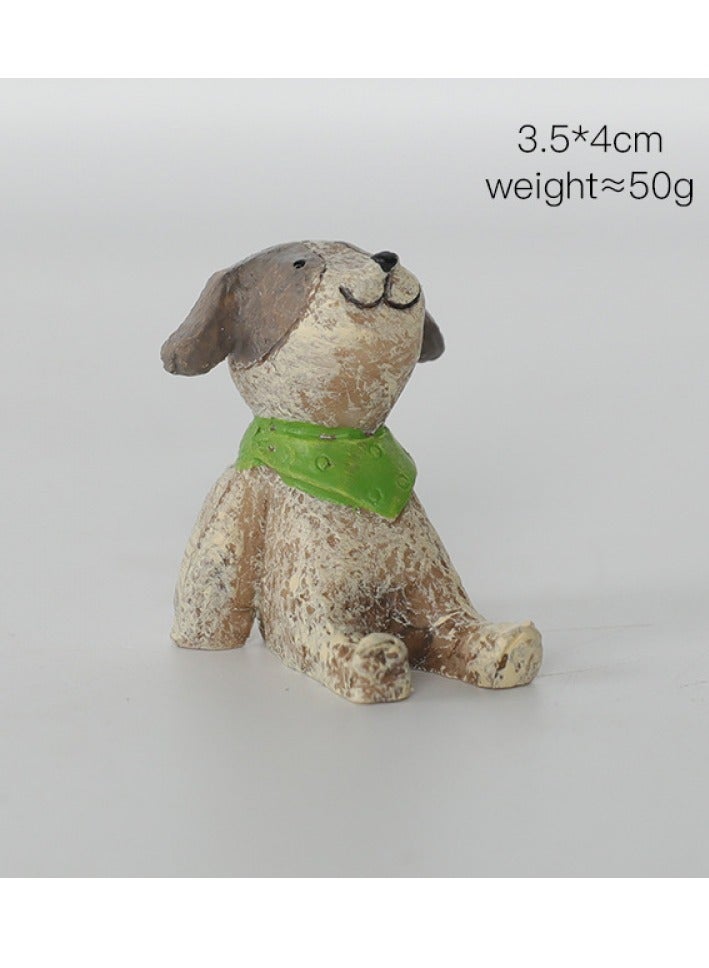 Y&D Looking Up At The Starry Sky Small Animal Ornaments Mini Animal Ornaments Home Decorations-Puppy Green Scarf