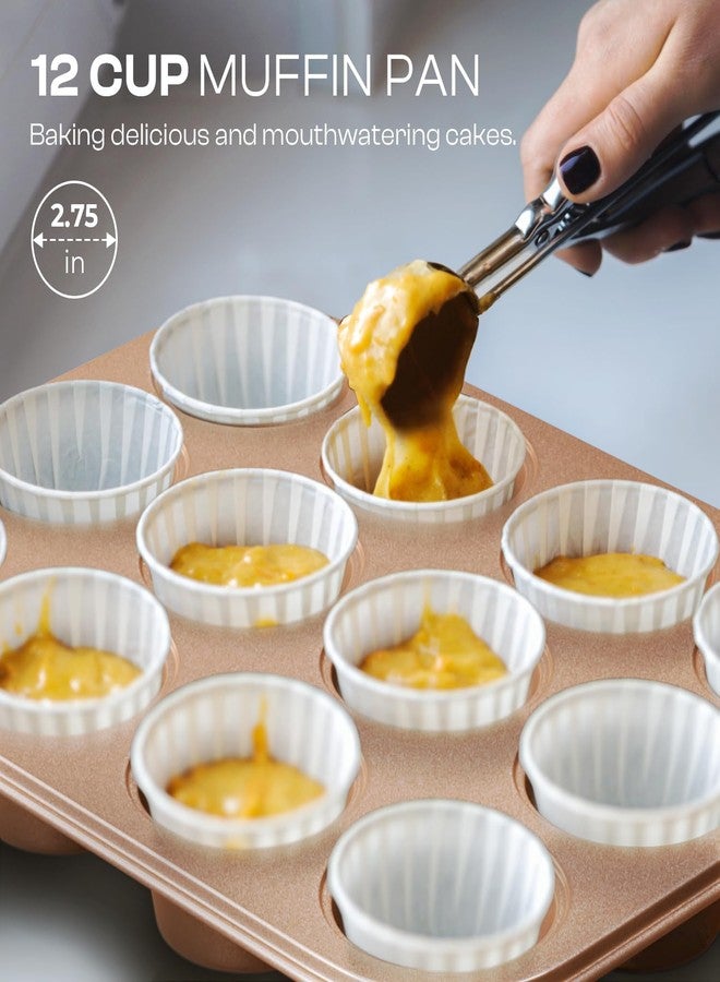 Slow Slog Baking Pans Set 8-Piece Bakeware Sets, Baking Sets for Cooking Nonstick Oven Pan Set, Baking Sheet Set, Cookie Sheets for Baking, Muffin Pan, Cookie Sheets (Ceramic Coated Gold) - Image 4