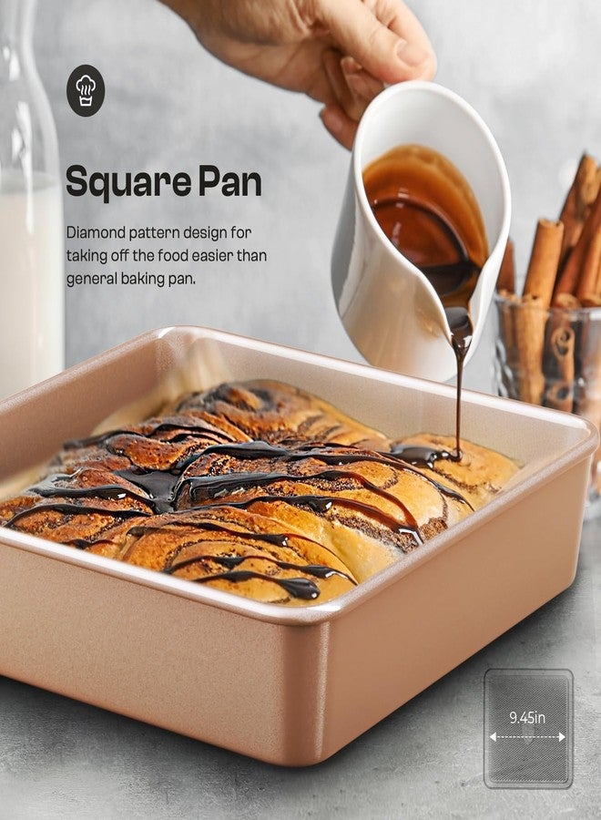 Slow Slog Baking Pans Set 8-Piece Bakeware Sets, Baking Sets for Cooking Nonstick Oven Pan Set, Baking Sheet Set, Cookie Sheets for Baking, Muffin Pan, Cookie Sheets (Ceramic Coated Gold) - Image 3