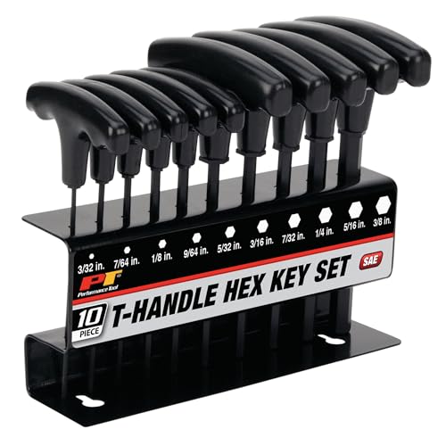 Performance Tool W80274 10-Piece SAE T-Handle Allen Wrench Set, Long Arm Hex Key Wrench Set - Image 1