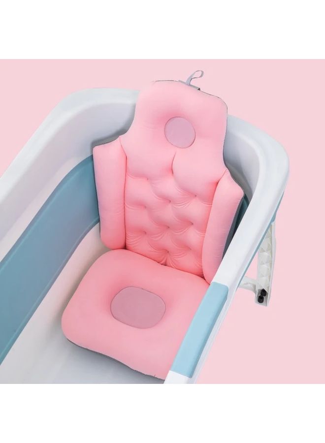 Ergonomic Folding Bathtub Mat Set for Adults Pink Comfortable Polyester Bath Cushion with Backrest Unscented Durable Bathing Accessory For Enhanced Experience - Image 5
