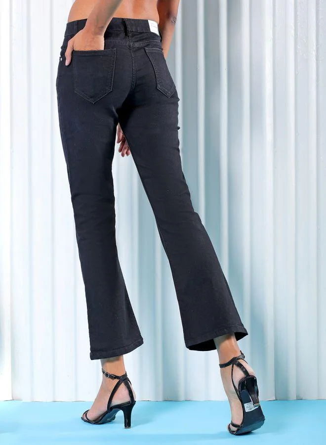 مرفوعة Women Bootcut Solid High-Rise Jeans