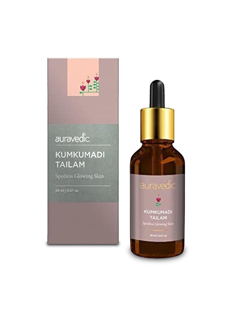 Auravedic Kumkumadi Tailam Face Oil  Helps Reduce Fine Lines  Spots  Hydrates Dry  Dehydrated Skin  FastAbsorbing  Lightweight  Saffron Facial Moisturizer  101 Fl Oz30ml 