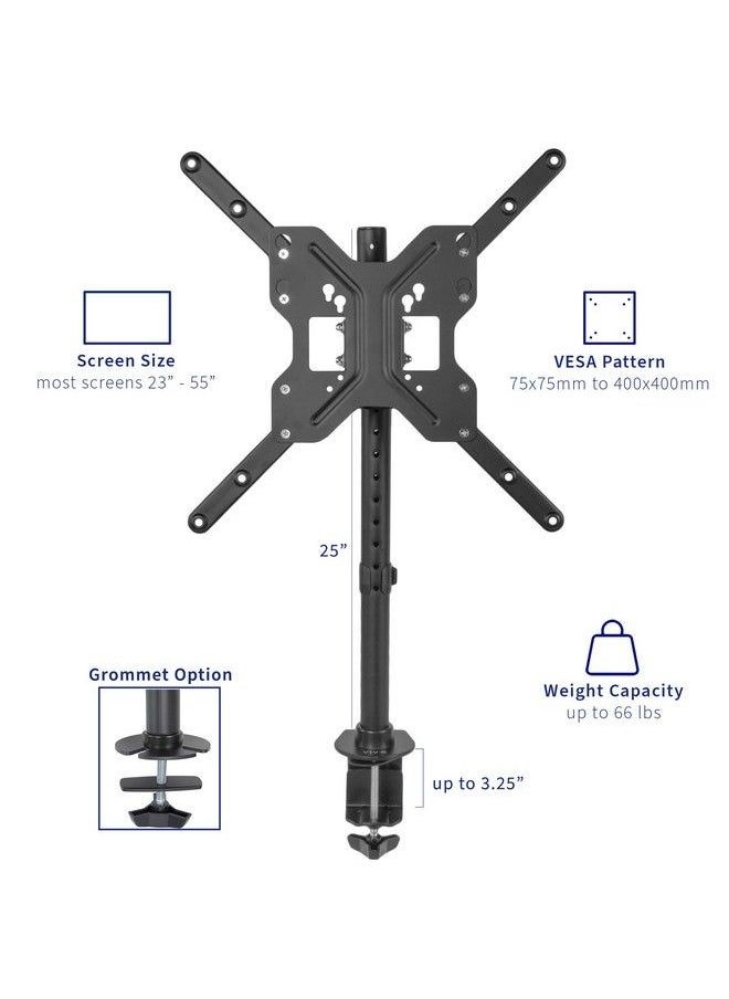 vivo Black Ultra Wide Screen Tv Desk Mount For Up To 55 Inch Screens Full Motion Height Adjustable Single Television Stand Standv155C  - Image 3