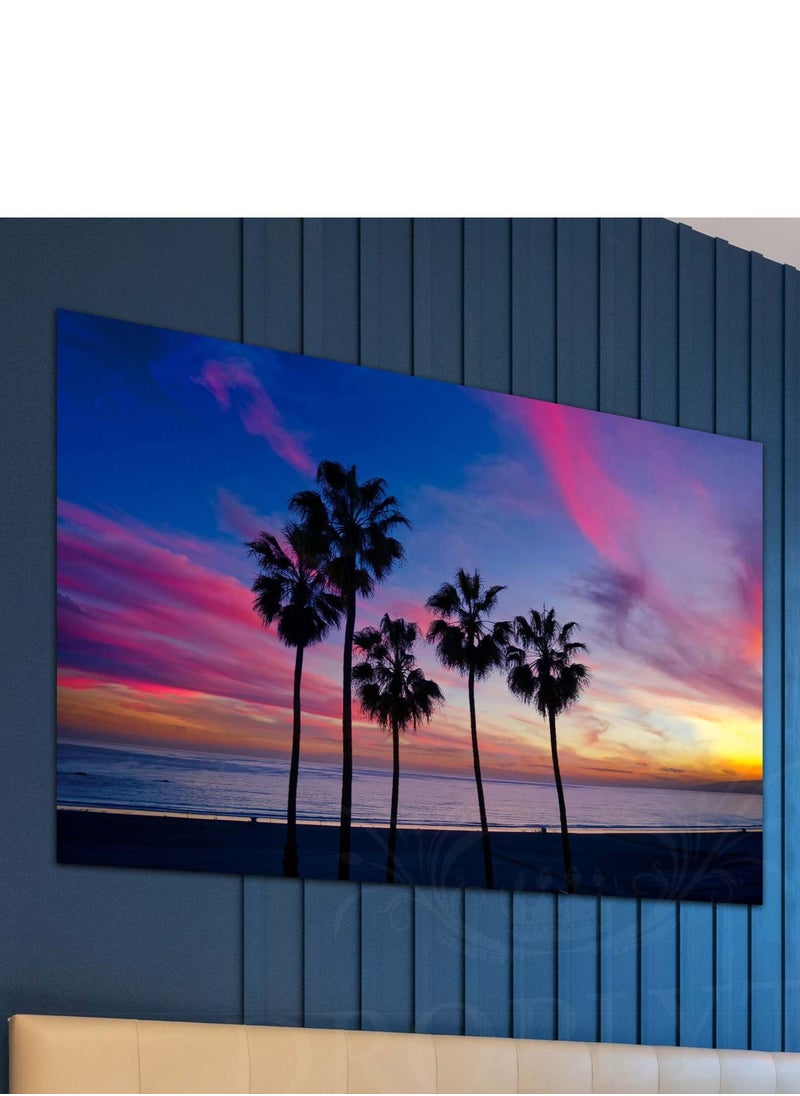 Droplyte - Palm Trees at the Beach Decorative Wall Art Wall Decor Card Board MDF Home Decor  For Drawing Room, Living Room, Bedroom, Kitchen or Office 60CM x 40CM - Image 1