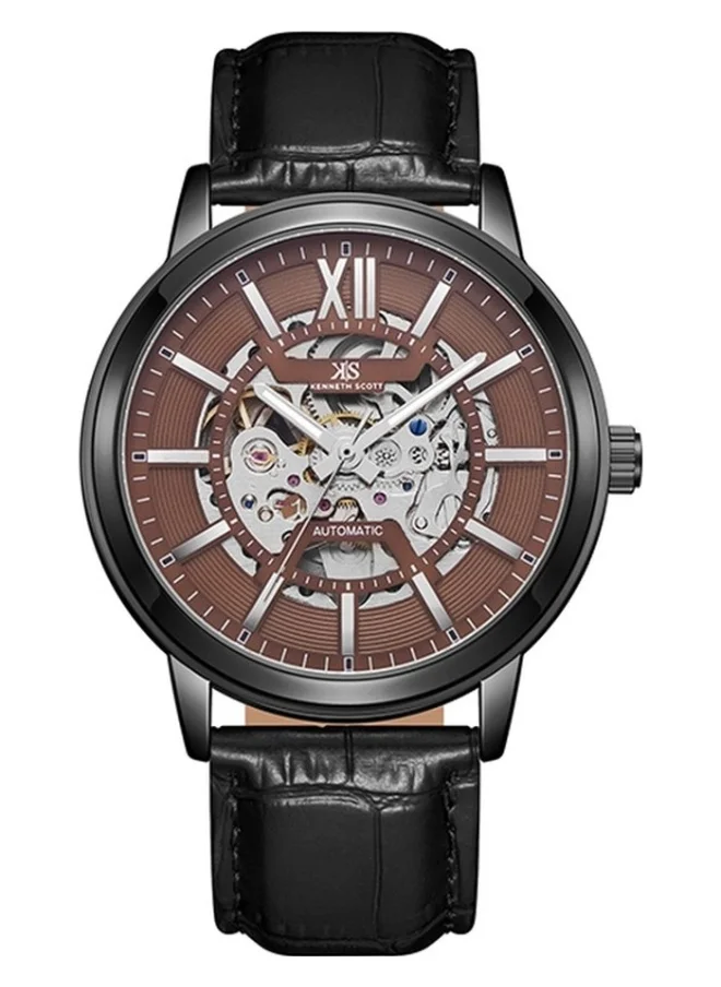 KENNETH SCOTT Men's Leather  Automatic  Watch K24323-BLBH - 43.5 mm