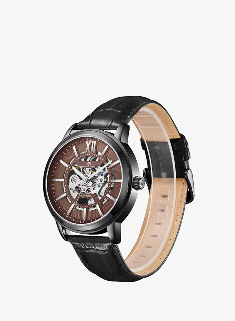 Kenneth Scott green Men's Leather  Automatic  Watch K24323-BLBH - 43.5 mm for Men | Best Price UAE