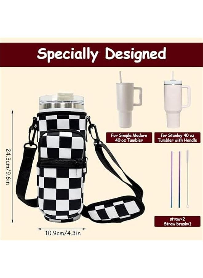 Generic Sport Water Bottle Bag with Adjsutable Strap Bottle Pouch Holder Sleeve for Stanley 40oz Tumbler with Handle for Men/Women Walking Hiking Camping Gym  - Image 2