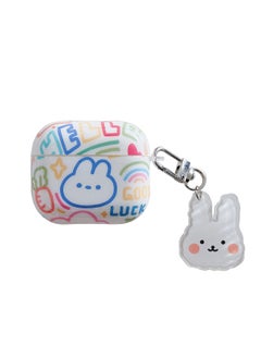 Suitable For AirPods 4 Earphone Set Creative Cartoon Shell For Apple1/2/pro2 Wireless Bluetooth Protective Cover Pendant-Color:Silicone Soft Shell + Pendant-blue Rabbit-Model:Airpods Pro/pro2 Universal (protective Case)