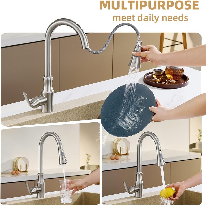 Angle Simple Kitchen Faucet Head Replacement, Sink Sprayer Attachment, Stream and Spray Mode, Brushed Nickel - Image 4