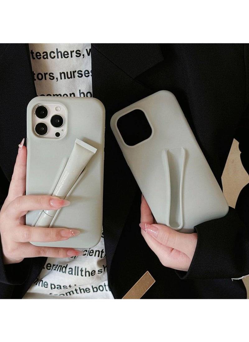 rhode - Lip Gloss Phone Case with Lip Tint, For iPhone Case Liquid Silicone Camera Protection Lipstick Lip Glaze Phone Case for iPhone 13 Pro (Grey) - Image 1