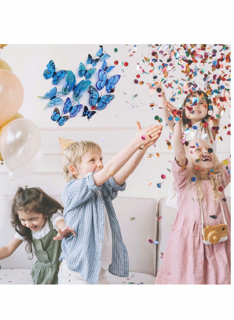 Zikra Butterfly Wall Sticker, Magnetic 3D Butterfly Mural Decal, Removable Decorative Wall Sticker for Kids Room Bedroom Living Room Office Party Decoration (12pcs, Blue) - Image 5