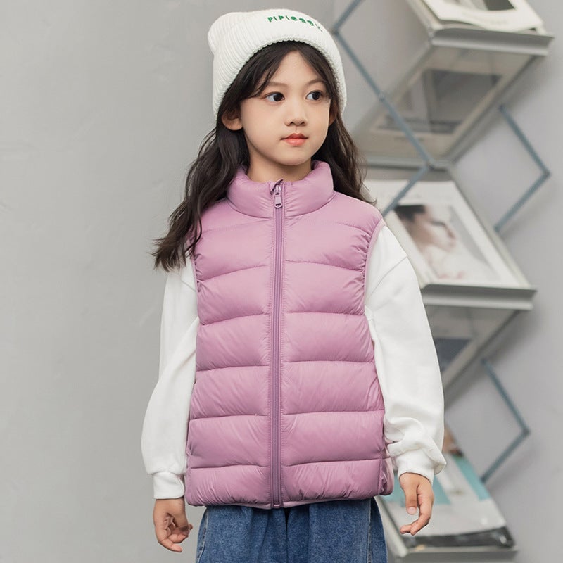 Kids Lightweight Down Vest Unisex Collar Autumn-Winter Purple 