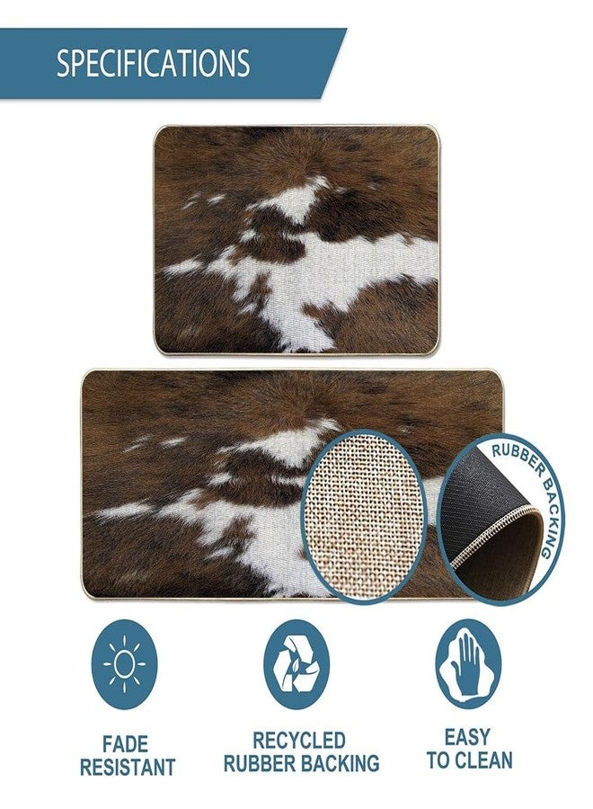 TOMWISH Cow Print Rug,Cowhide Kitchen Mat Kitchen Mats for Floor 2 Piece Christmas Farmhouse Western Cow Front of Sink Non Skid for Floor Runner Rug Accessories 17"X47"+17"X27" - Image 2