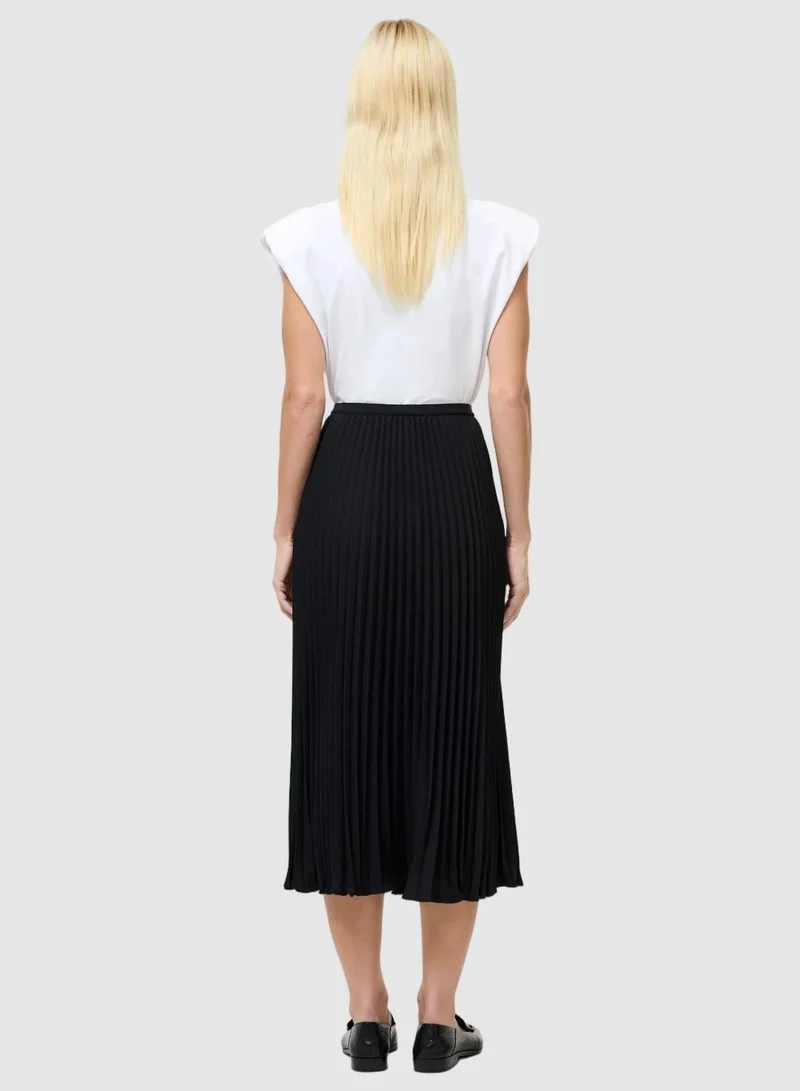 French Connection Pleated Solid Midi Skirt