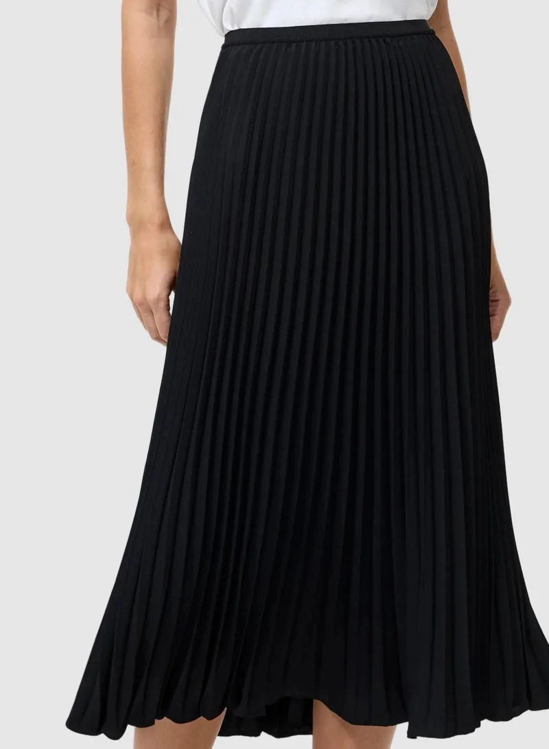 French Connection Pleated Solid Midi Skirt