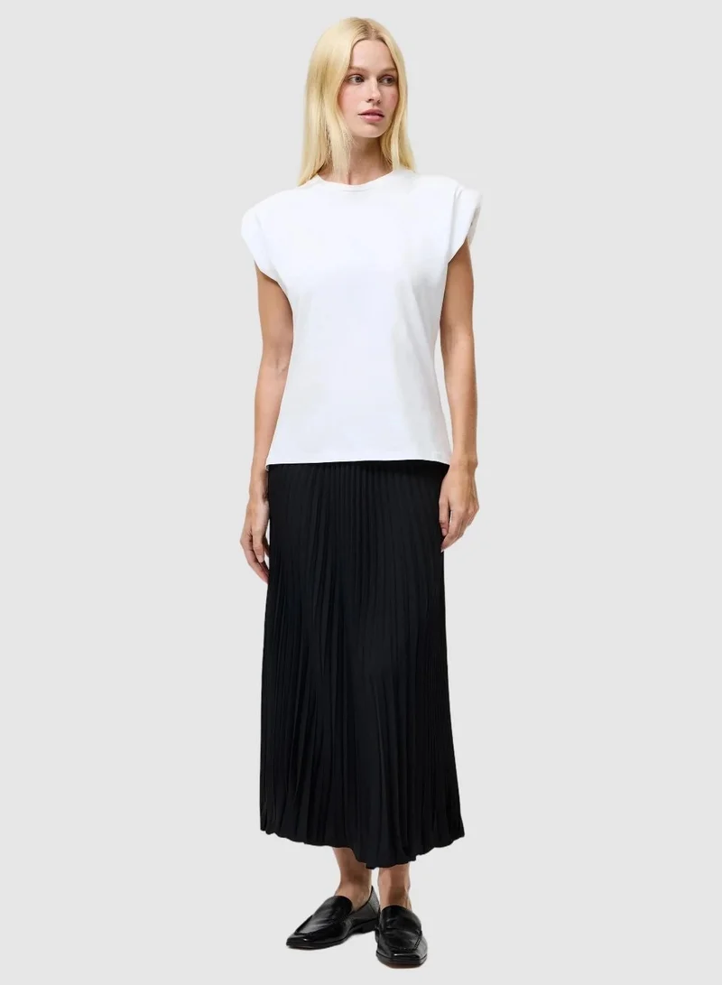 French Connection Pleated Solid Midi Skirt