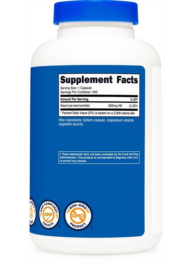 Nutricost Niacinamide (Vitamin B3) 500mg, 240 Capsules - Non-GMO, Gluten Free, Flush Free Vitamin B3 - Image 4