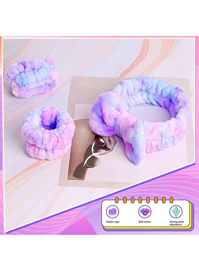 WSYUB Spa Headband And Matching Wrist Bands For Washing Face Fuzzy Skincare Bow Headbands Soft Facial Makeup Head Bands Shower Hair Sleepover Party Supplies - Image 5