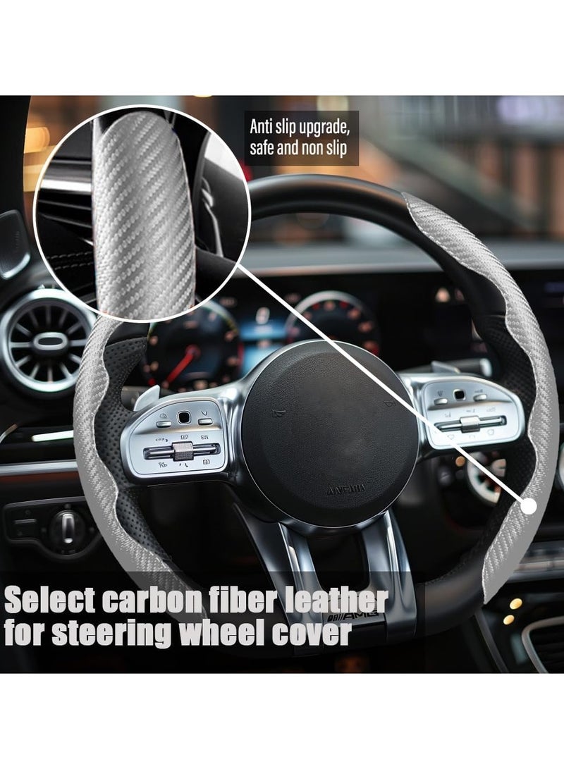 Generic Universal Fit Carbon Fiber Steering Wheel Cover – Non-Slip and Safe for Men & Women, Grey – Premium Car Interior Accessory for Enhanced Grip and Style - Image 3