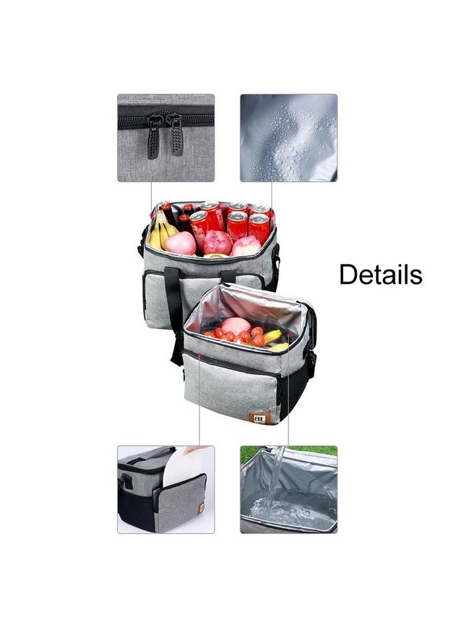 HuHa Large Capacity Waterproof Insulated Bag Outdoor Picnic Portable Bento Pack, Style: 12L Gray Small - Image 4