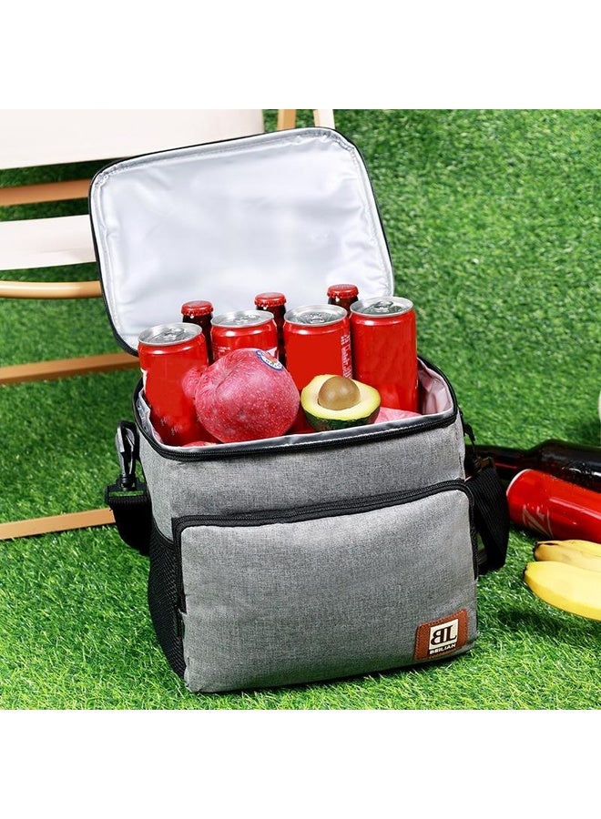 HuHa Large Capacity Waterproof Insulated Bag Outdoor Picnic Portable Bento Pack, Style: 12L Gray Small - Image 2