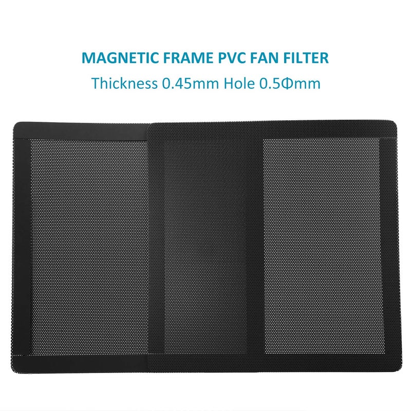 PANO-MOUNTS فلتر غبار مروحة 120 مم شبكة 4.72 بوصة إطار مغناطيسي PVC غطاء مروحة صندوق الكمبيوتر الأسود 5-pack - Image 2